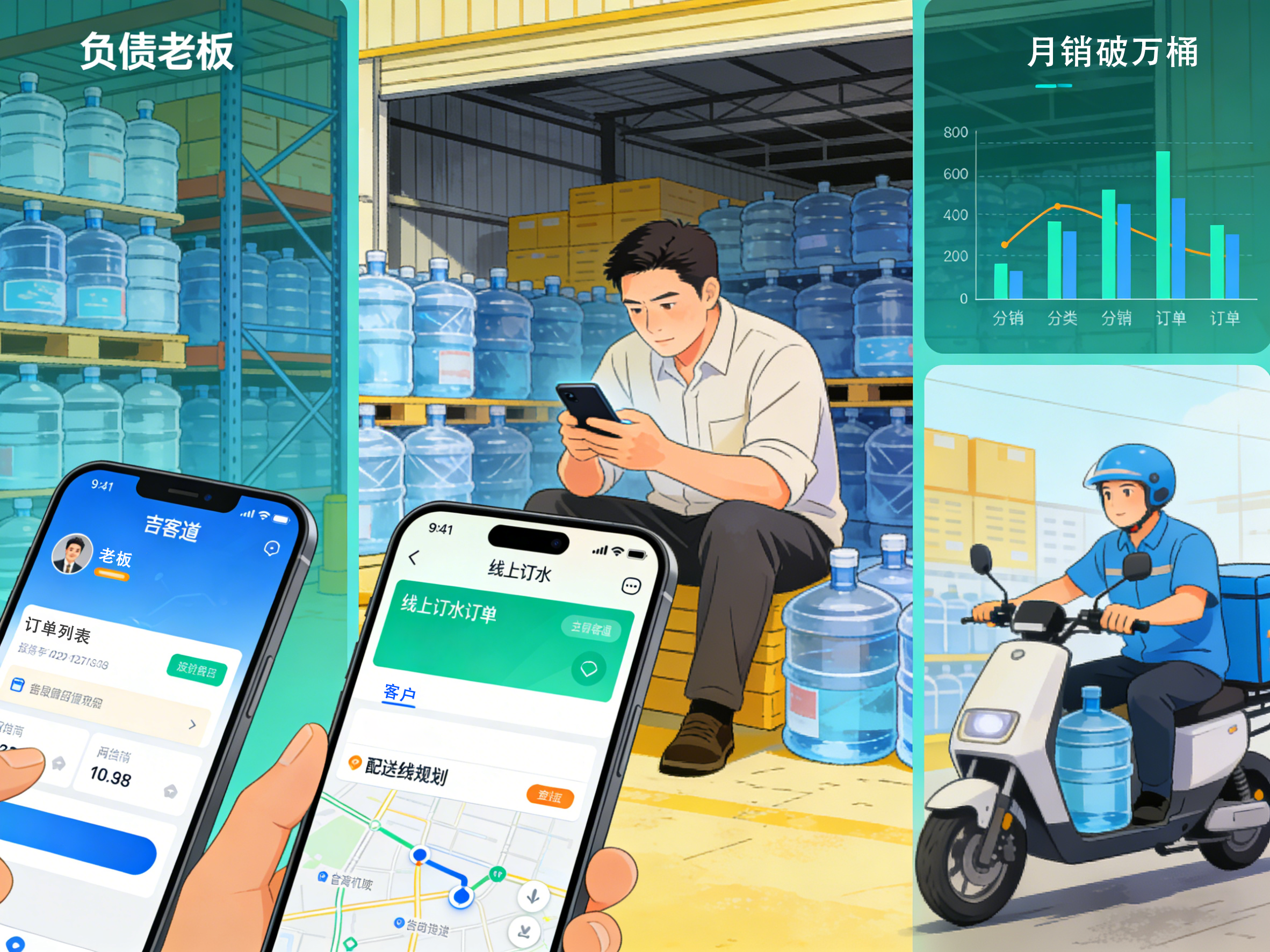 负债 40 万到月销 10000 + 桶｜泉之饮用吉客道桶装水软件实现数字化转型全案